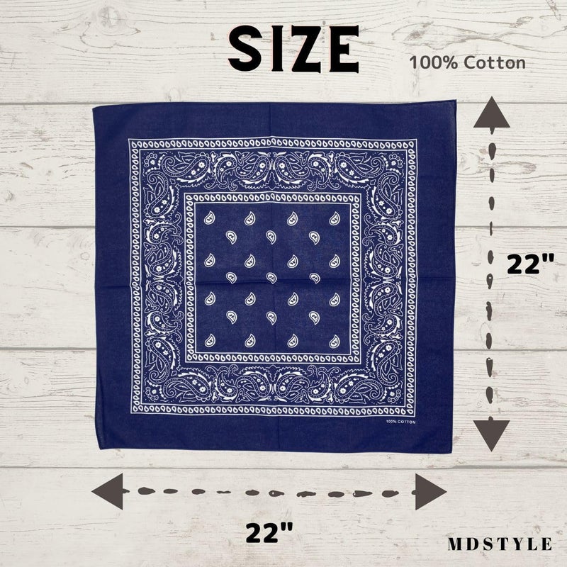 MD Style 3 قطع من الباندانا القطنية 100% للرجال والنساء 22" × 22" بتصميم بايزيلي - Image 4